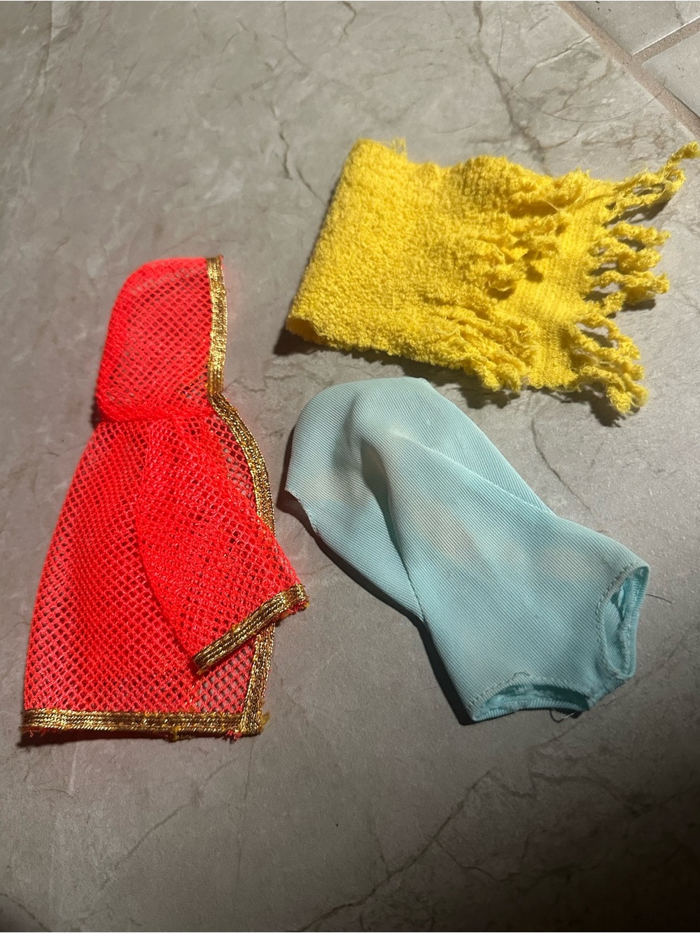 1960’s 1970’s Barbie blue swimsuit orange mesh coverup yellow towel vintage lot